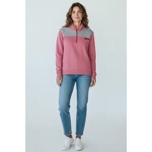 VINEYARD VINES Pink 1/4 Zip Pullover Sweatshirt Med. Preppy Quilted Shep Shirt